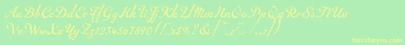 フォントInscriptionLetPlain.1.0 – 黄色の文字が緑の背景にあります