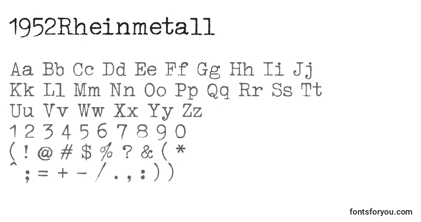 1952Rheinmetall-fontti – aakkoset, numerot, erikoismerkit