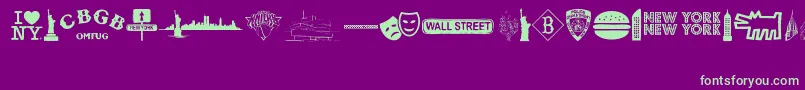 NewYorkNewYork2 Font – Green Fonts on Purple Background
