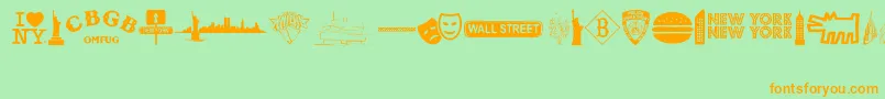 NewYorkNewYork2 Font – Orange Fonts on Green Background