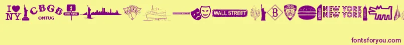 NewYorkNewYork2 Font – Purple Fonts on Yellow Background