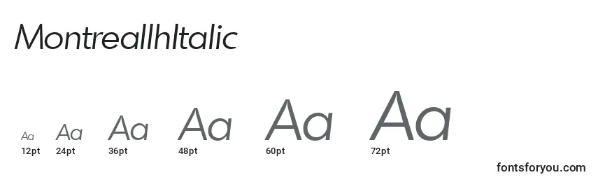 Размеры шрифта MontreallhItalic