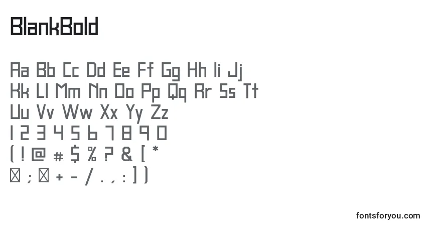 Schriftart BlankBold – Alphabet, Zahlen, spezielle Symbole