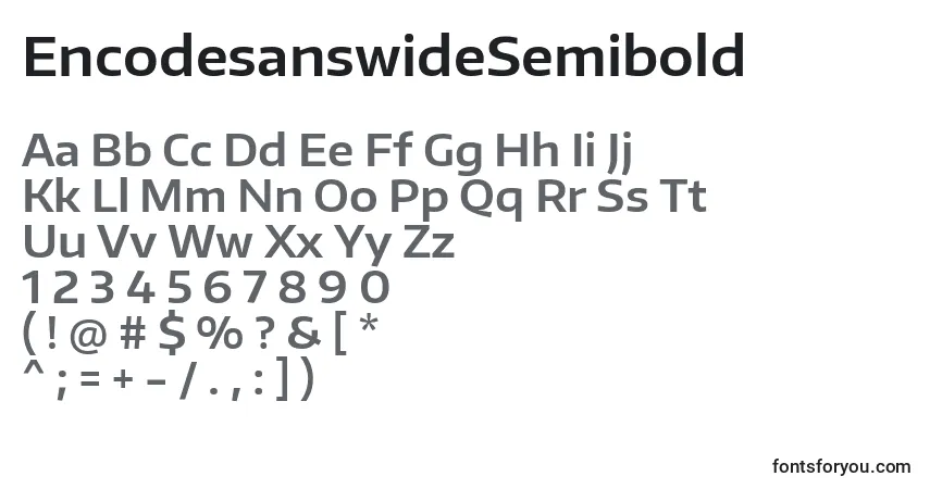 Шрифт EncodesanswideSemibold – алфавит, цифры, специальные символы