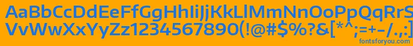 EncodesanswideSemibold-Schriftart – Blaue Schriften auf orangefarbenem Hintergrund