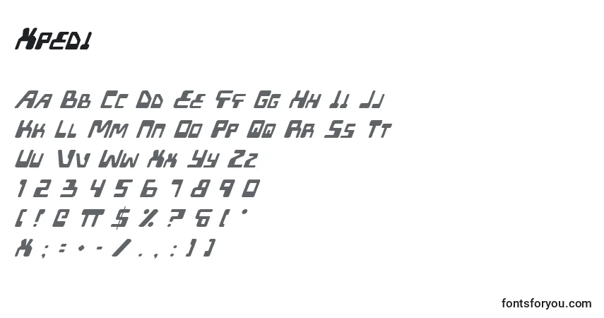 Schriftart Xpedi – Alphabet, Zahlen, spezielle Symbole