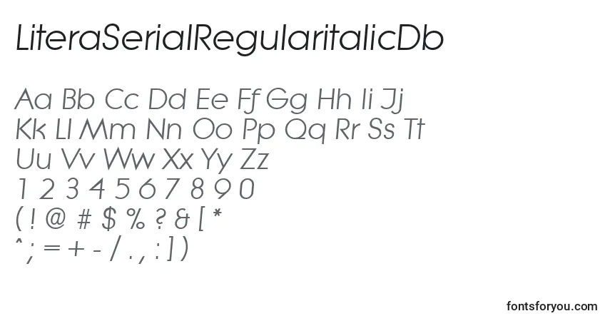 LiteraSerialRegularitalicDb-fontti – aakkoset, numerot, erikoismerkit