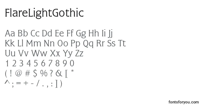 Fuente FlareLightGothic - alfabeto, números, caracteres especiales