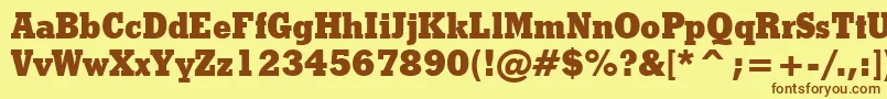 フォントStymieExtraBoldBt – 茶色の文字が黄色の背景にあります。