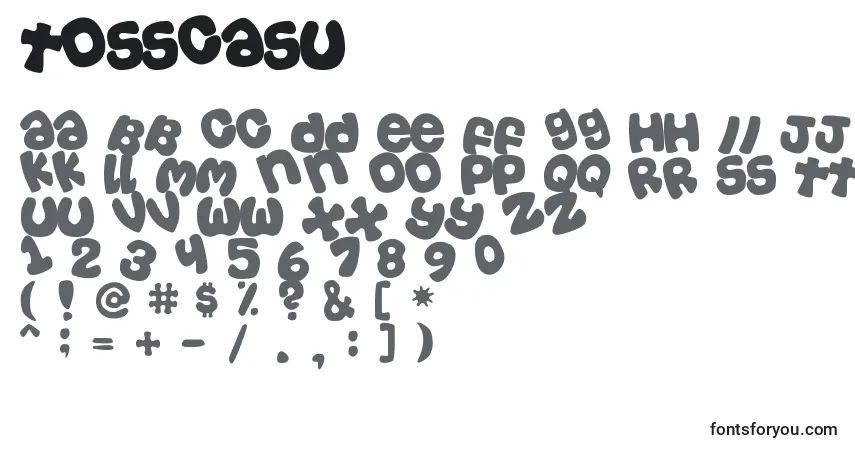 Schriftart Tosscasu – Alphabet, Zahlen, spezielle Symbole