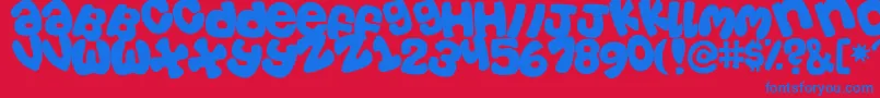 Tosscasu Font – Blue Fonts on Red Background