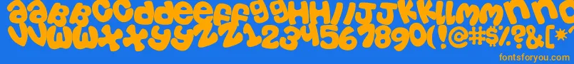 Tosscasu Font – Orange Fonts on Blue Background