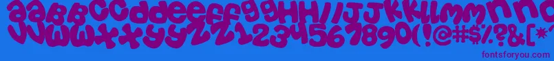 Tosscasu-Schriftart – Violette Schriften auf blauem Hintergrund