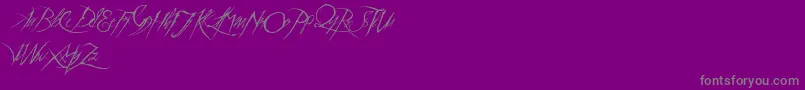 AThemeForMurder-Schriftart – Graue Schriften auf violettem Hintergrund