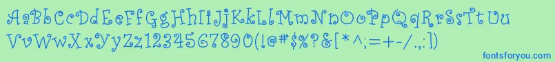 Шрифт JdAlessandra – синие шрифты на зелёном фоне