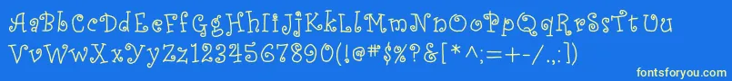 JdAlessandra Font – Yellow Fonts on Blue Background