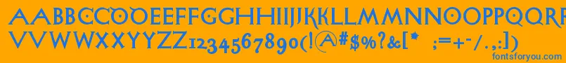 フォントSigismundodifanti – オレンジの背景に青い文字