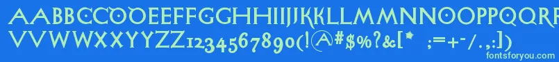 フォントSigismundodifanti – 青い背景に緑のフォント