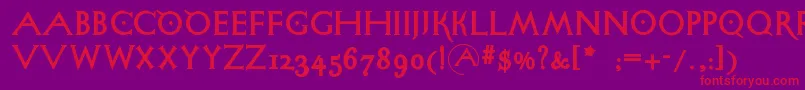 フォントSigismundodifanti – 紫の背景に赤い文字