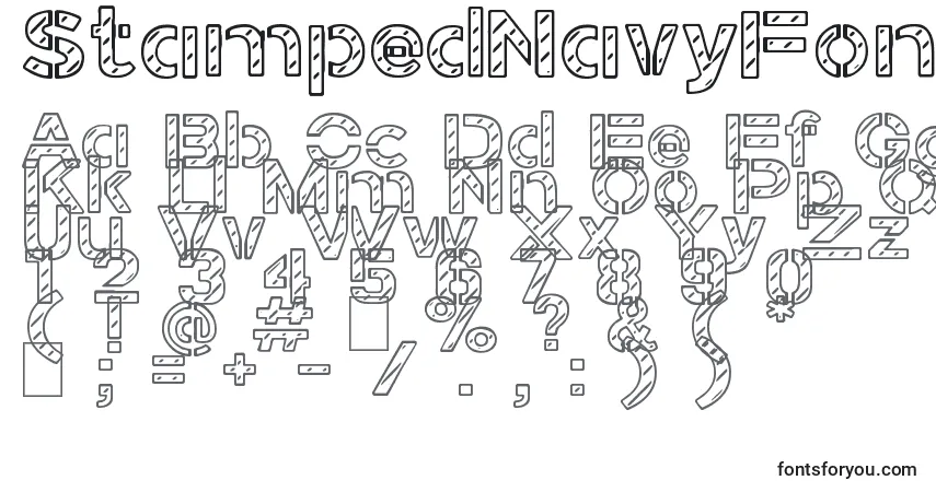 StampedNavyFontフォント–アルファベット、数字、特殊文字