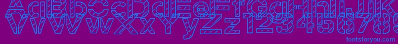 StampedNavyFont-Schriftart – Blaue Schriften auf violettem Hintergrund