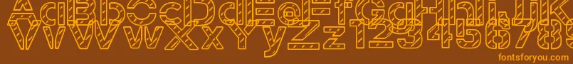 フォントStampedNavyFont – オレンジ色の文字が茶色の背景にあります。