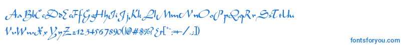 フォントKalahari – 白い背景に青い文字