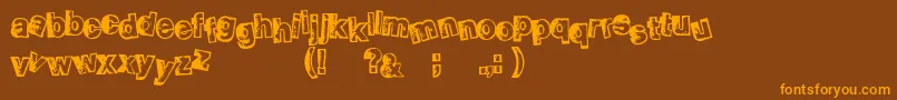 SmellveticaOutline-Schriftart – Orangefarbene Schriften auf braunem Hintergrund