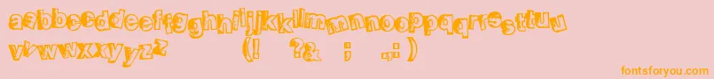 SmellveticaOutline-Schriftart – Orangefarbene Schriften auf rosa Hintergrund