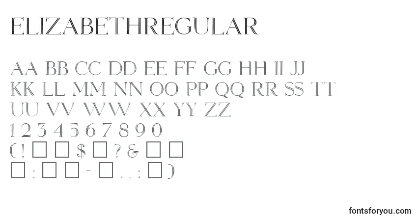 Police ElizabethRegular - Alphabet, Chiffres, Caractères Spéciaux