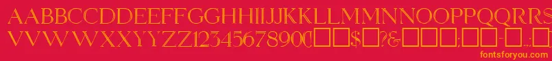 フォントElizabethRegular – 赤い背景にオレンジの文字