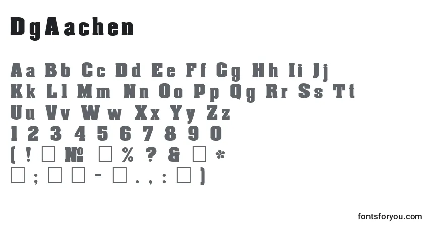 Schriftart DgAachen – Alphabet, Zahlen, spezielle Symbole