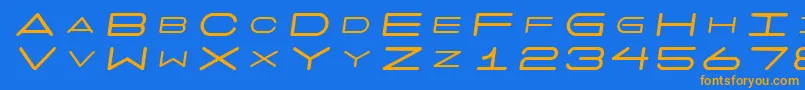 フォント7 Days Oblique – オレンジ色の文字が青い背景にあります。