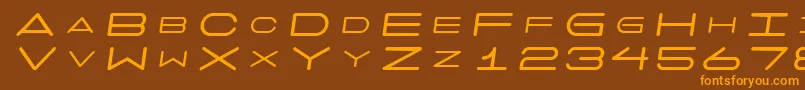 フォント7 Days Oblique – オレンジ色の文字が茶色の背景にあります。