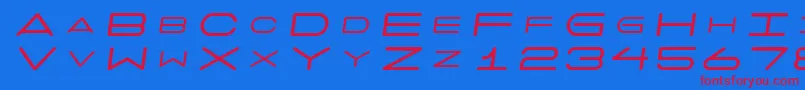 7 Days Oblique-Schriftart – Rote Schriften auf blauem Hintergrund