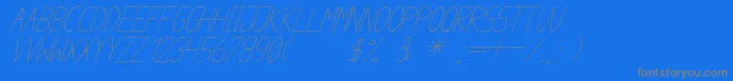 AnomeIbulCursive-Schriftart – Graue Schriften auf blauem Hintergrund