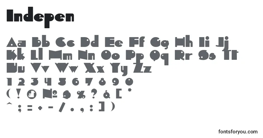 Шрифт Indepen – алфавит, цифры, специальные символы
