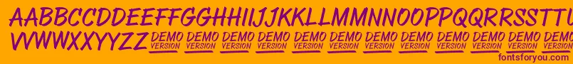 Czcionka AboveaDemo – fioletowe czcionki na pomarańczowym tle