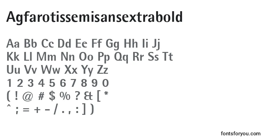 A fonte Agfarotissemisansextrabold – alfabeto, números, caracteres especiais