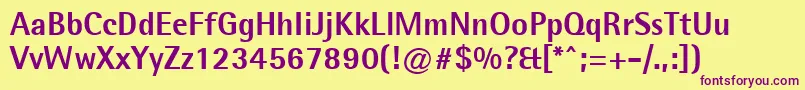 Agfarotissemisansextrabold Font – Purple Fonts on Yellow Background