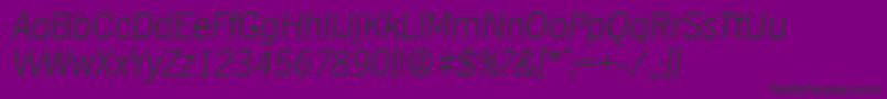 フォントHamburgXlightita – 紫の背景に黒い文字