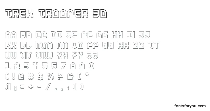 A fonte Trek Trooper 3D – alfabeto, números, caracteres especiais