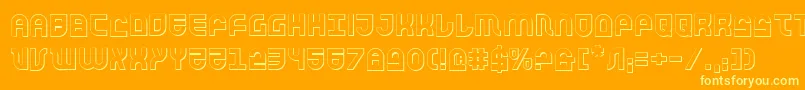 Trek Trooper 3D-Schriftart – Gelbe Schriften auf orangefarbenem Hintergrund