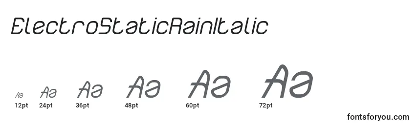 Größen der Schriftart ElectroStaticRainItalic