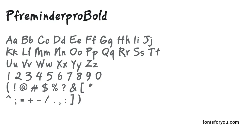 A fonte PfreminderproBold – alfabeto, números, caracteres especiais