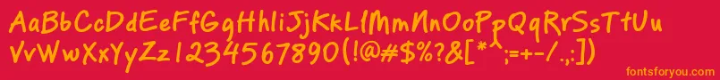 フォントPfreminderproBold – 赤い背景にオレンジの文字