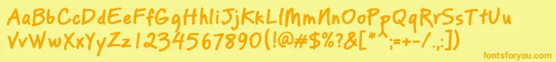 PfreminderproBold-Schriftart – Orangefarbene Schriften auf gelbem Hintergrund