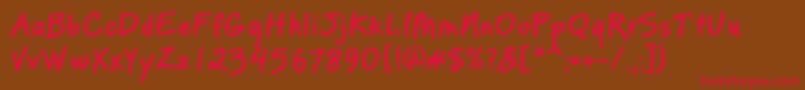 フォントPfreminderproBold – 赤い文字が茶色の背景にあります。