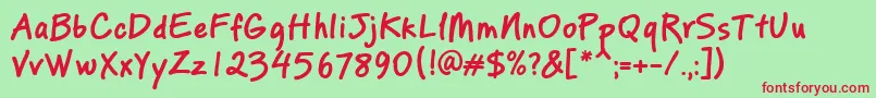 PfreminderproBold-Schriftart – Rote Schriften auf grünem Hintergrund
