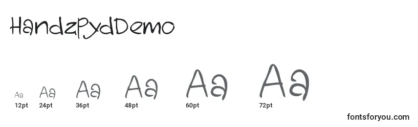 Размеры шрифта HandzpydDemo